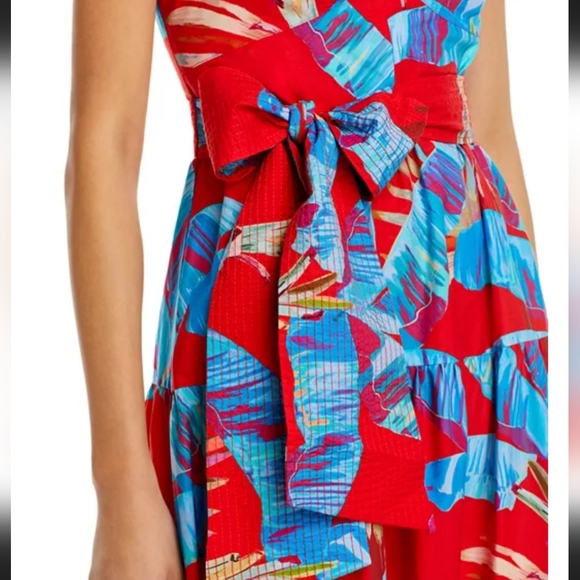 NWOT FARM RIO SWEET JUNGLE COTTON MIDI DRESS. SZ:M - Picture 4 of 13